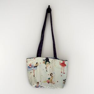 Handmade Tote Knitting Bag Quilted Organizer Pockets 19x13x4 Pinup Retro Unique